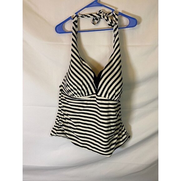 CATALINA WOMENS NEW SWIMSUIT TOP SIZE XL 16/18 TANK TOP BLACK WHITE MOLDED CUPS - Picture 1 of 2